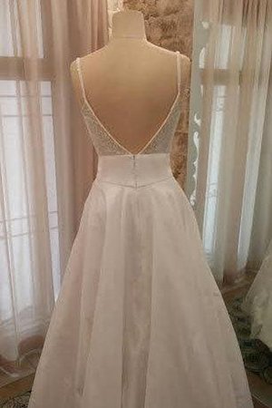 Robe de mariée jusqu'au sol a-ligne textile taffetas manche nulle bretelles spaghetti - photo 2