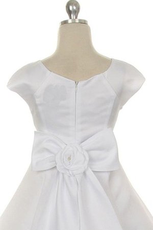 Robe de cortège enfant en taffetas avec fleurs fermeutre eclair avec nœud col u profond - photo 2