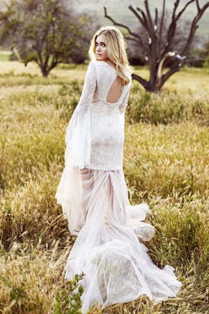 Robe de mariée simple nature de traîne longue encolure en carré asymétrique - photo 1