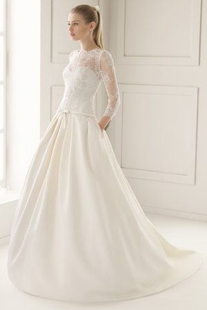 Robe de mariée jusqu'au sol avec décoration dentelle avec ruban avec manche 3/4 elevé - photo 1