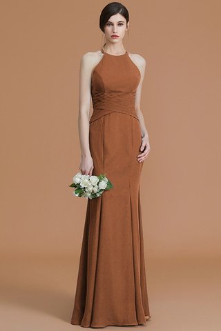 Robe demoiselle d'honneur naturel avec sans manches de sirène en chiffon de dos nu - photo 10