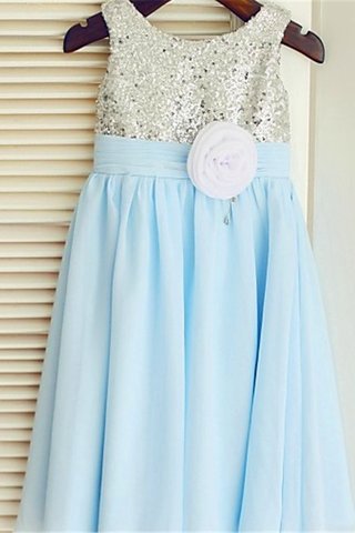 Robe de cortège enfant brillant ligne a avec chiffon avec fleurs encolure ronde - photo 2