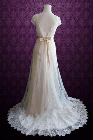 Robe de mariée vintage plissage ligne a avec nœud v encolure - photo 2