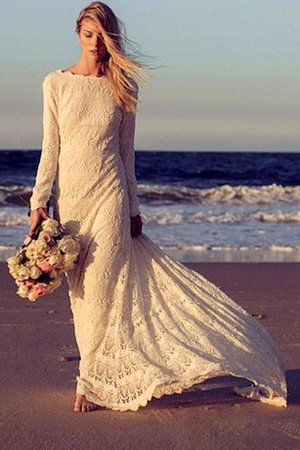 Robe de bal distinguee en plage en dentelle de traîne moyenne avec manche longue - photo 1