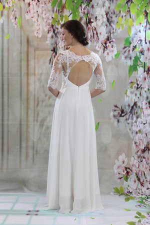 Robe de mariée plissé de col en v avec manche 1/2 en chiffon trou serre - photo 2