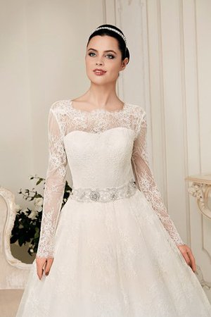 Robe de mariée modeste intemporel naturel col en bateau a-ligne - photo 2