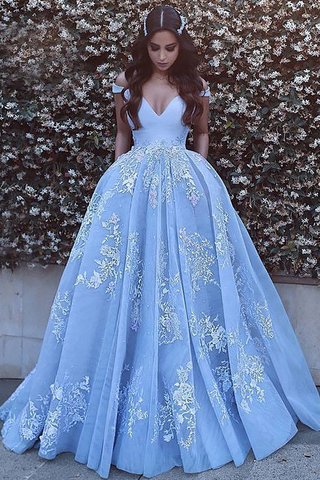 Robe de soirée naturel de mode de bal manche nulle d'epaule ajourée en tulle - photo 1