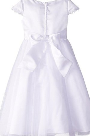 Robe de cortège enfant en satin avec nœud encolure ronde decoration en fleur ligne a - photo 2