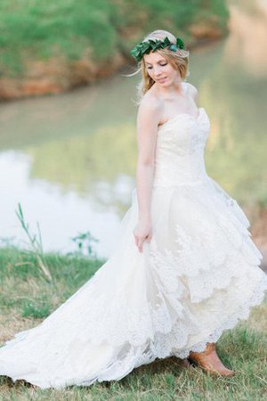 Robe de mariée distinguee cordon a-ligne manche nulle avec fleurs - photo 1