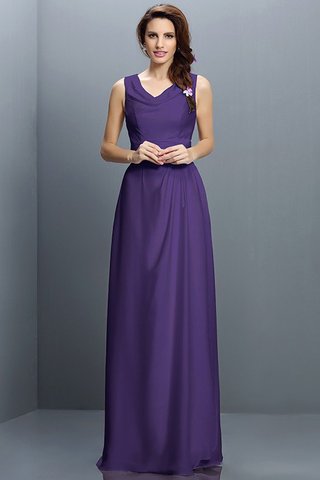 Robe demoiselle d'honneur longue en chiffon jusqu'au sol v encolure fermeutre eclair - photo 24