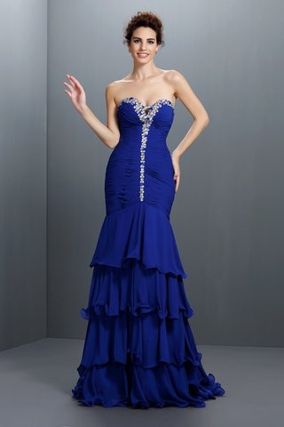 Robe de bal longue de traîne courte avec perle avec sans manches avec chiffon - photo 1