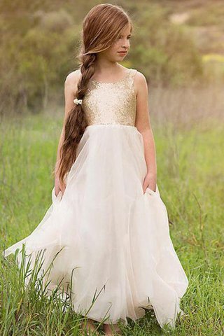 Robe cortège fille de princesse en tissu pailleté jusqu'au sol avec fleurs spécial - photo 1