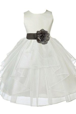 Robe de cortège enfant manche nulle fermeutre eclair en tulle avec fleurs avec gradins - photo 1