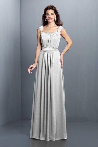 Robe demoiselle d'honneur naturel de col carré en chiffon avec zip manche nulle - photo 29