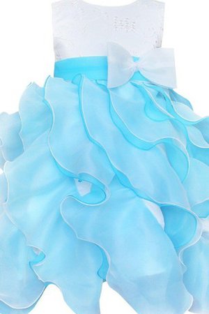 Robe de cortège enfant fermeutre eclair en tulle a-ligne col en bateau avec nœud - photo 1