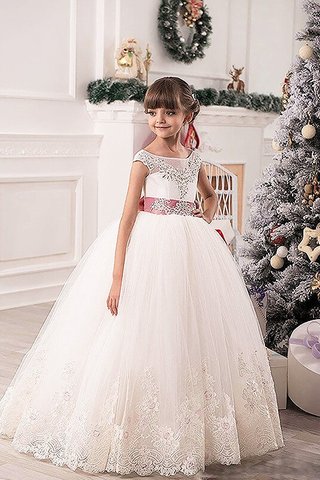 Robe de cortège enfant naturel en tulle ceinture de mode de bal avec sans manches - photo 1