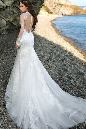 Robe de mariée distinguee de col haut en dentelle de fourreau appliques - photo 2