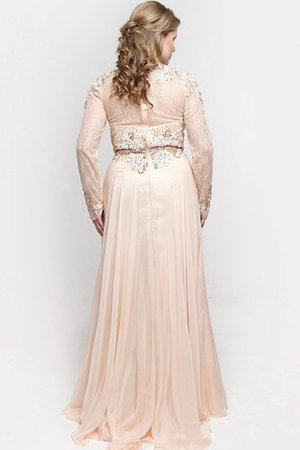 Robe de bal avec manche longue elevé avec perle en chiffon fermeutre eclair - photo 2