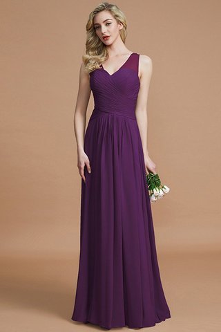 Robe demoiselle d'honneur naturel a-ligne avec sans manches avec chiffon v encolure - photo 18