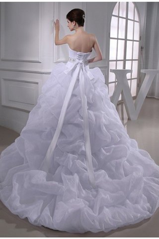 Robe de mariée longue manche nulle de mode de bal de col en cœur en organza - photo 2