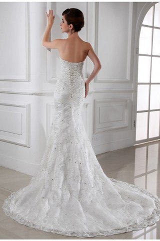 Robe de mariée de tour de ceinture en haute avec perle en satin cordon manche nulle - photo 2