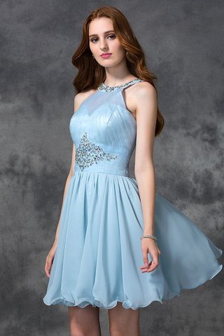 Robe de cocktail naturel de princesse en chiffon avec perle col u profond - photo 6