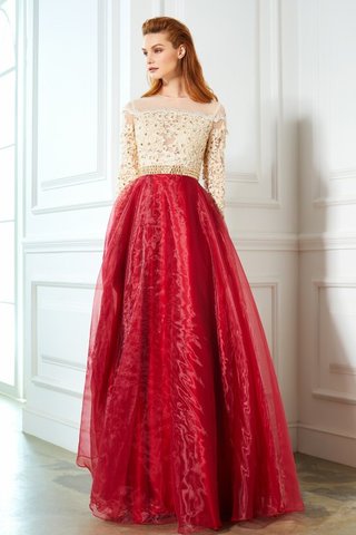 Robe de soirée appliques fermeutre eclair en organza avec manche longue ligne a - photo 4