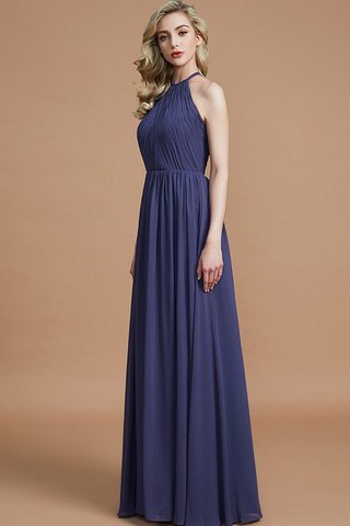 Robe demoiselle d'honneur naturel a-ligne col u profond en chiffon avec sans manches - photo 3