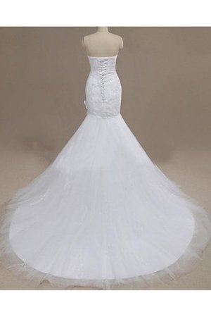 Robe de mariée de lotus bretelles spaghetti avec décoration dentelle cordon de sirène - photo 2