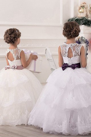 Robe de cortège enfant naturel encolure ronde textile en tulle avec fleurs manche nulle - photo 2