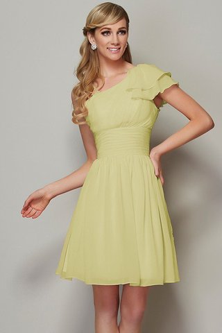 Robe demoiselle d'honneur naturel plissage bandouliere spaghetti ligne a en chiffon - photo 10