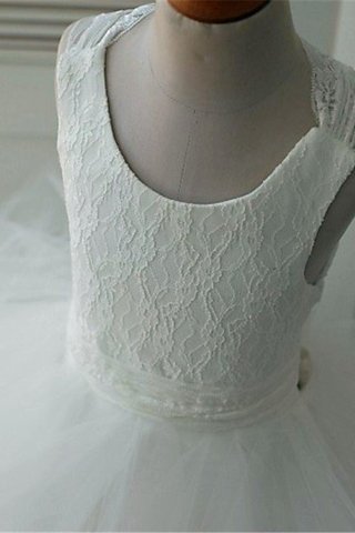 Robe de cortège enfant naturel manche nulle encolure ronde en organza avec fleurs - photo 3