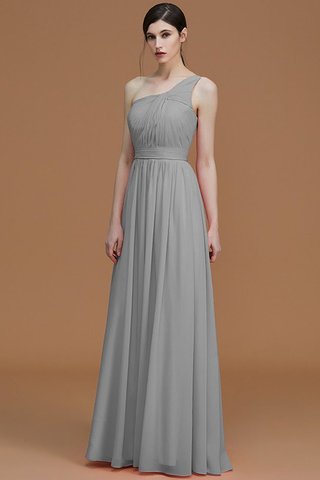 Robe demoiselle d'honneur naturel avec sans manches ligne a ruché d'épaule asymétrique - photo 33