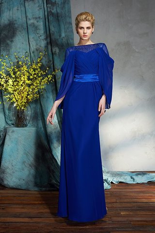 Robe de soirée longue avec manche longue de col bateau avec chiffon fermeutre eclair - photo 5