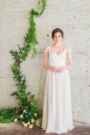 Robe de mariée bref ruché avec manche courte ligne a avec décoration dentelle - photo 2