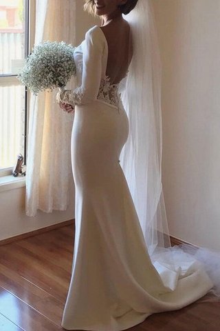 Robe de mariée rêveur de traîne moyenne de sirène avec décoration dentelle naturel - photo 2