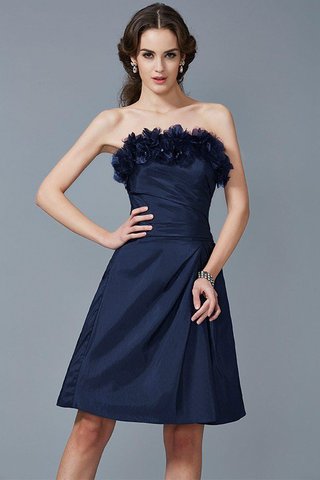 Robe demoiselle d'honneur courte naturel de fourreau de bustier en taffetas - photo 10