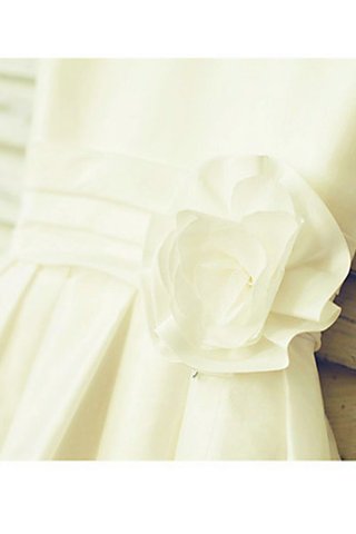 Robe de cortège enfant encolure ronde a-ligne avec fleurs en chiffon jusqu'au mollet - photo 4