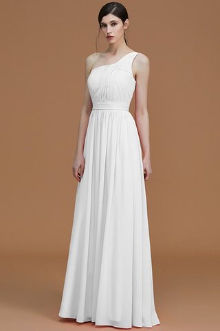 Robe demoiselle d'honneur naturel avec sans manches ligne a ruché d'épaule asymétrique - photo 35