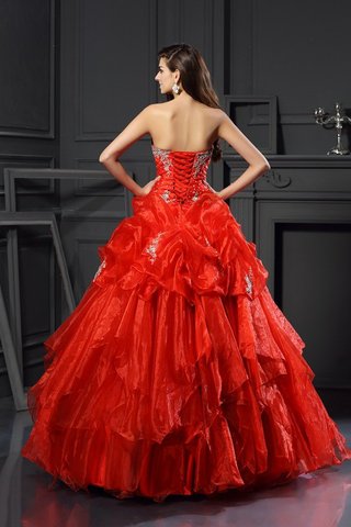 Robe de quinceanera longue de mode de bal de col en cœur cordon avec sans manches - photo 2