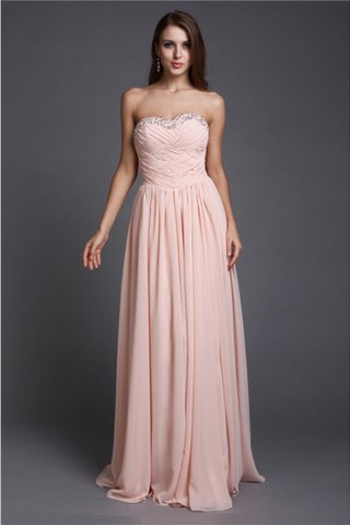 Robe de bal en chiffon fermeutre eclair ligne a longueur au niveau de sol avec perle - photo 1