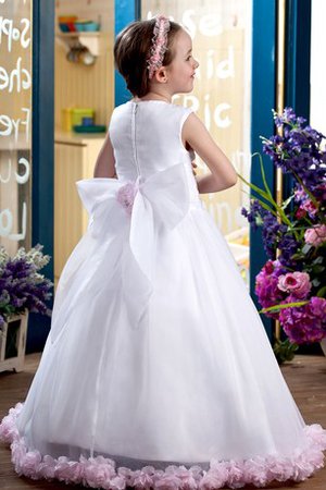 Robe de cortège enfant ruché avec nœud à boucles avec fleurs manche nulle - photo 2