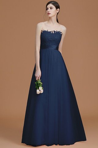 Robe demoiselle d'honneur naturel manche nulle fermeutre eclair col en bateau en tulle - photo 16