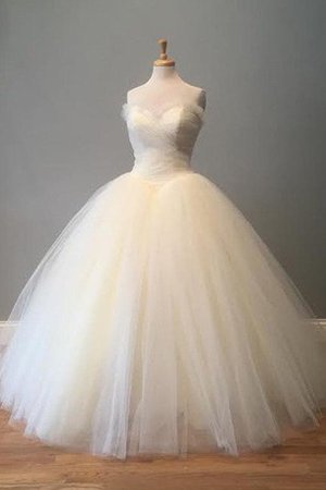 Robe de mariée de lotus de col en cœur avec sans manches croisade en tulle - photo 2