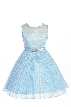 Robe de cortège enfant a-ligne avec décoration dentelle manche nulle col ras du cou - photo 2