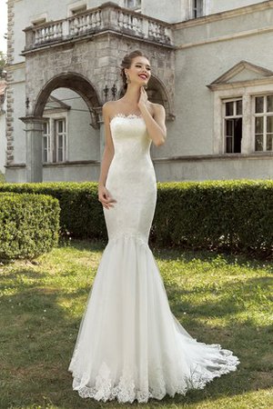 Robe de mariée naturel manche nulle collant en dentelle longueur au ras du sol - photo 1