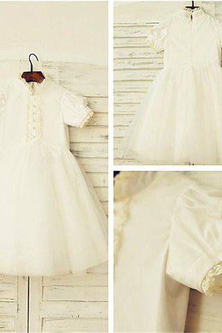 Robe de cortège enfant en tulle avec fleurs a-ligne de col haut de princesse - photo 1