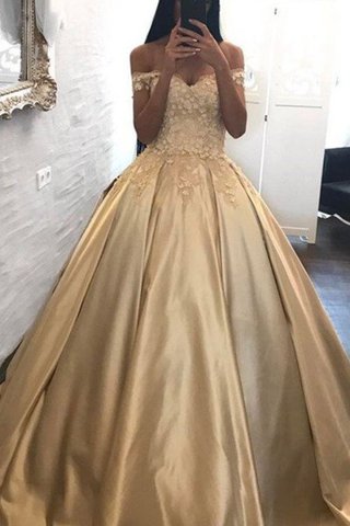 Robe de bal glamour en satin de mode de bal avec sans manches naturel - photo 1