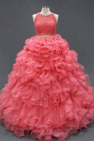 Robe de quinceanera avec perle cordon en satin de lotus en dentelle - photo 2