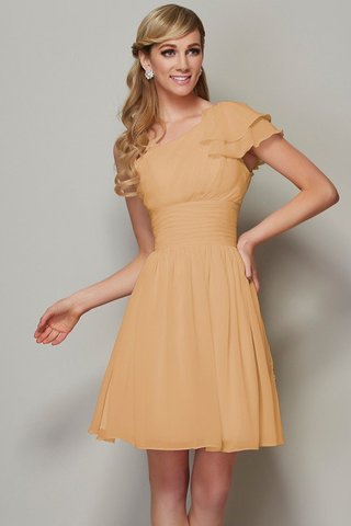 Robe demoiselle d'honneur naturel plissage bandouliere spaghetti ligne a en chiffon - photo 12